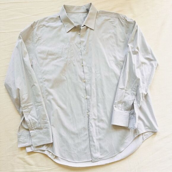 Calvin Klein Mens Shirt Button Down Career Casual Cotton Longsleeve 18 34/35 - Picture 1 of 5